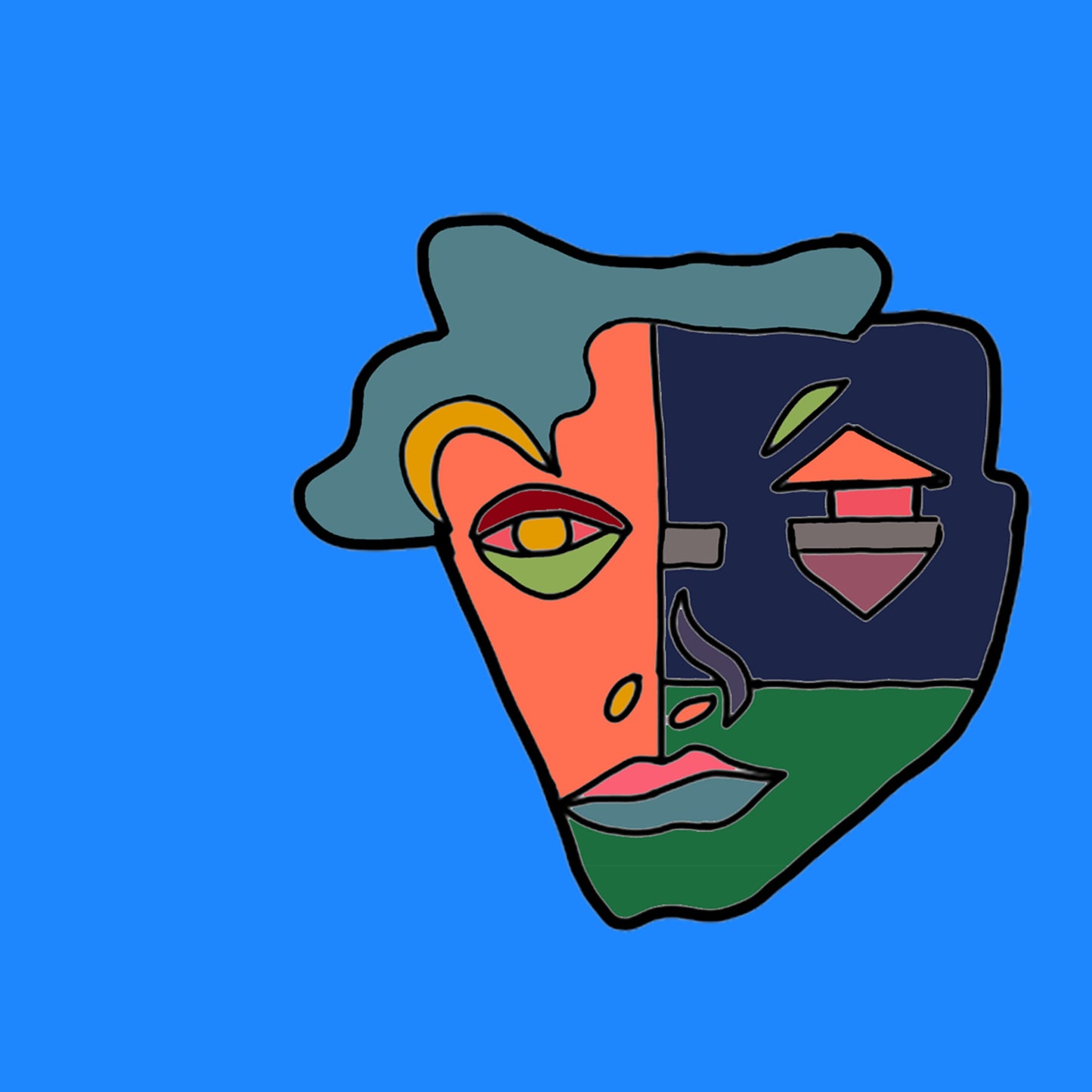 Shani Krebs Print | Face Chilled - Blue