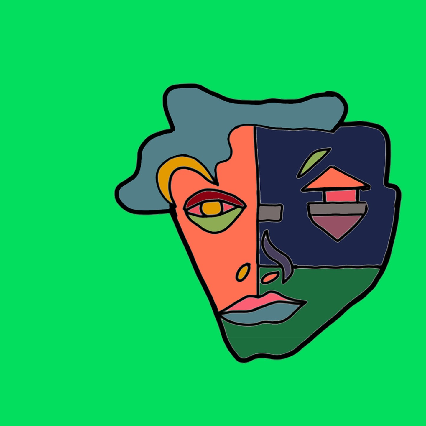 Shani Krebs Print | Face Chilled - Green