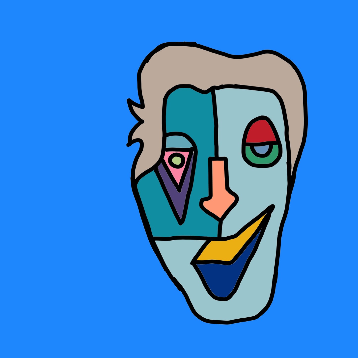 Shani Krebs Print | Face Happy - Blue