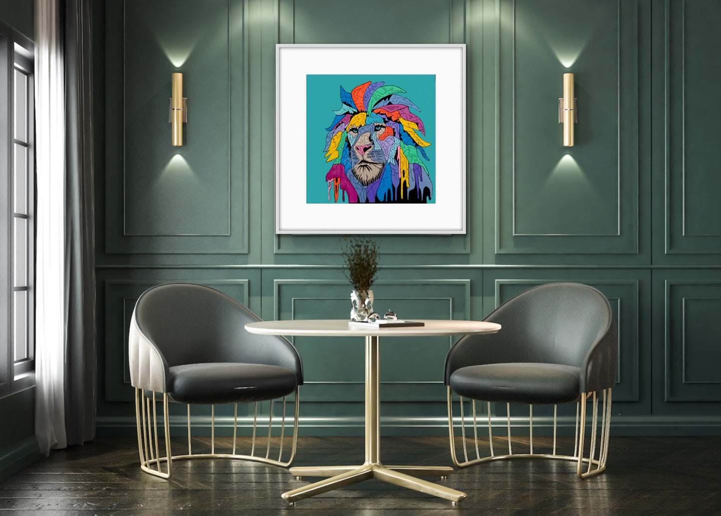 Shani Krebs Print | Lion - Cadet Blue