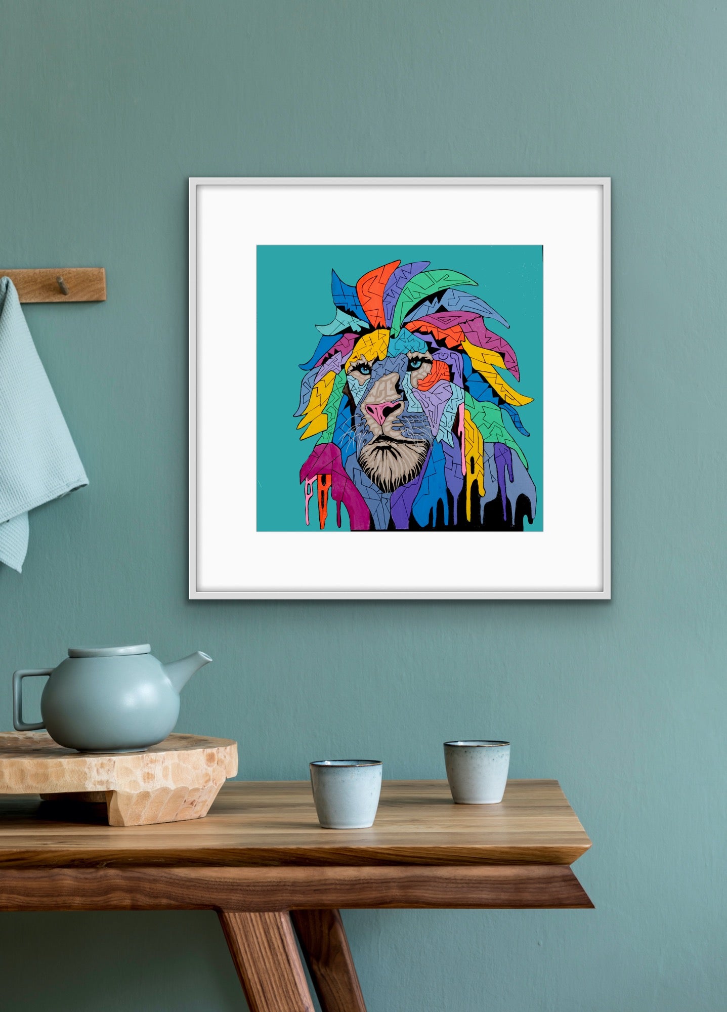 Shani Krebs Print | Lion - Cadet Blue