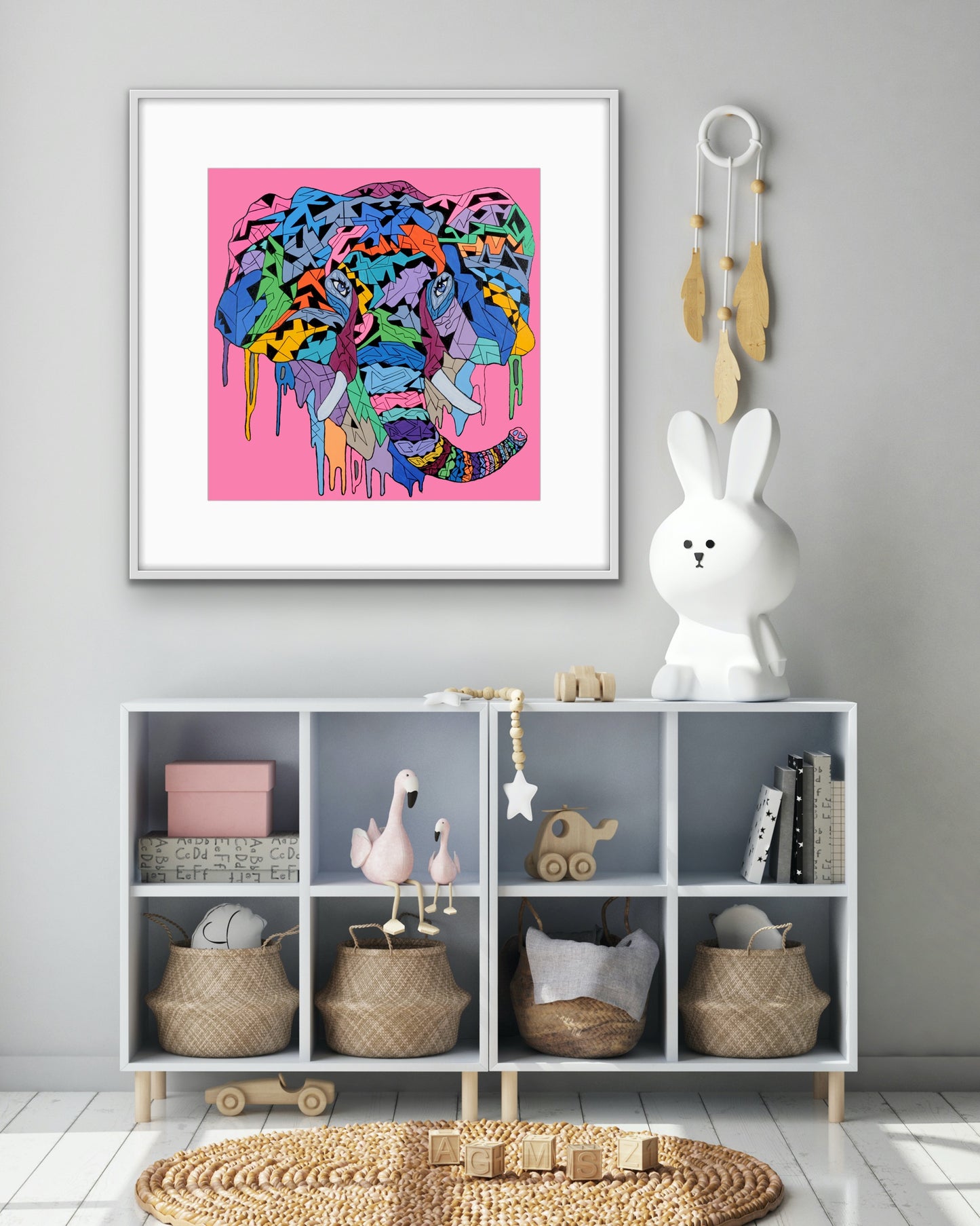 Shani Krebs Print | Elephant - PInk
