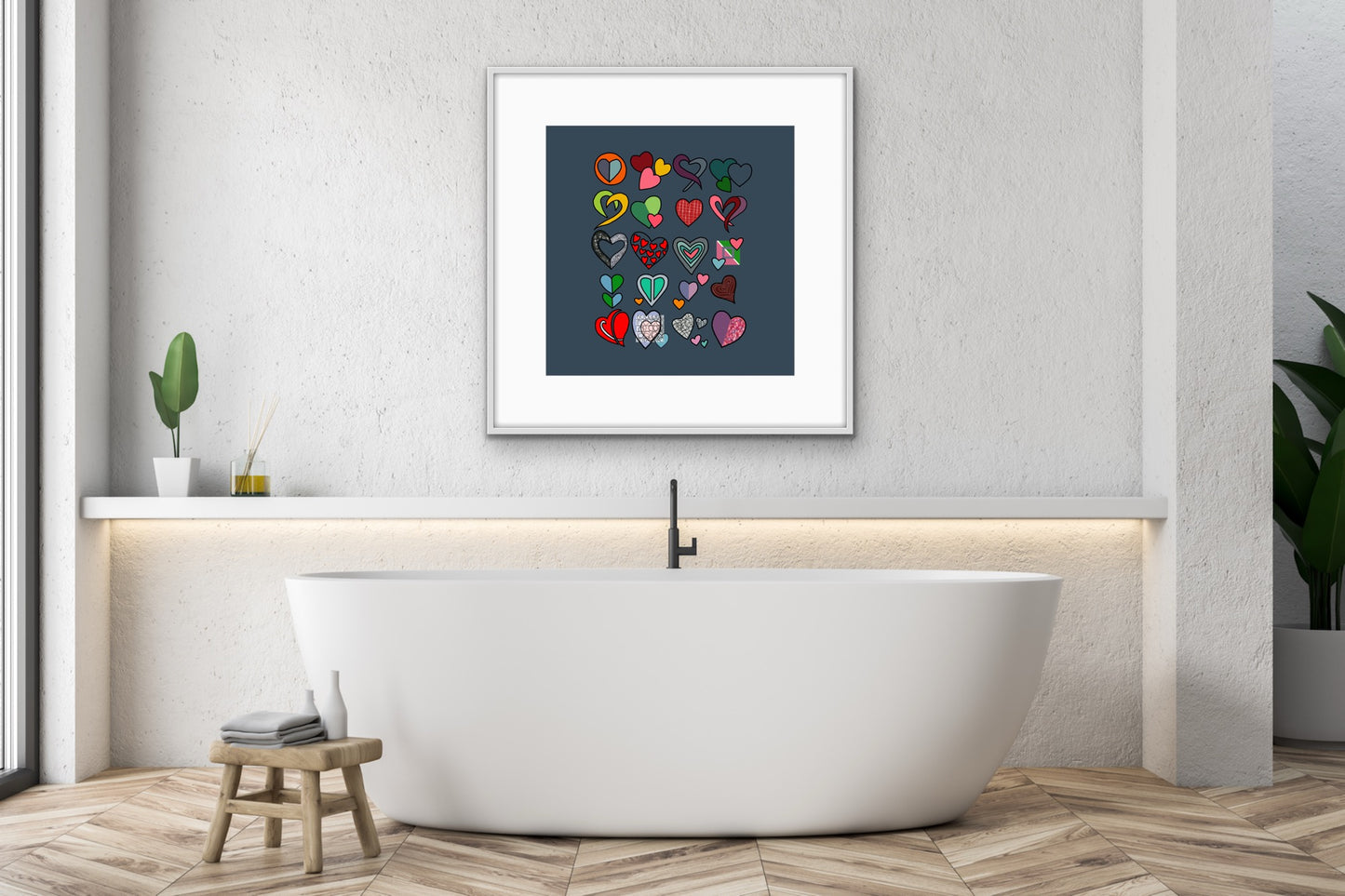 Shani Krebs Print | Hearts - Stone Grey