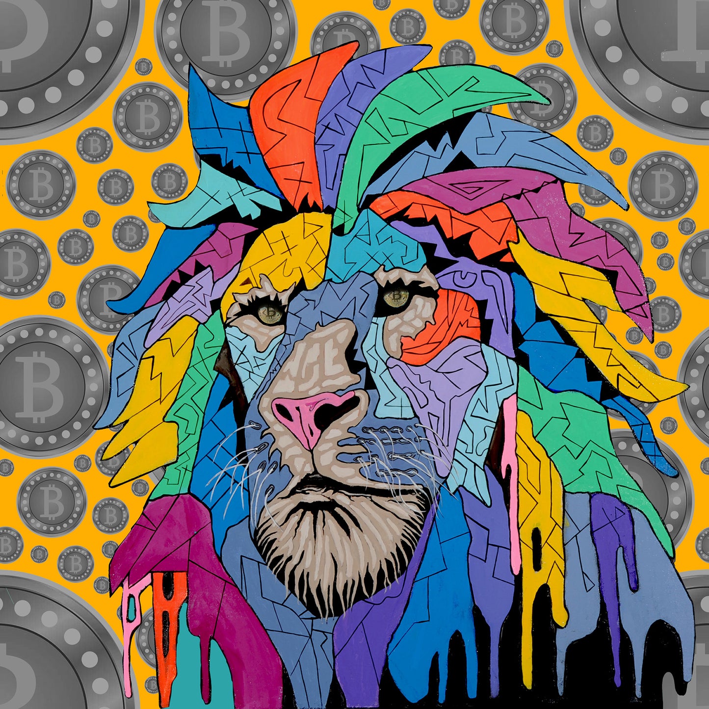 Shani Krebs Print | Bitcoin Lion - Mustard Yellow