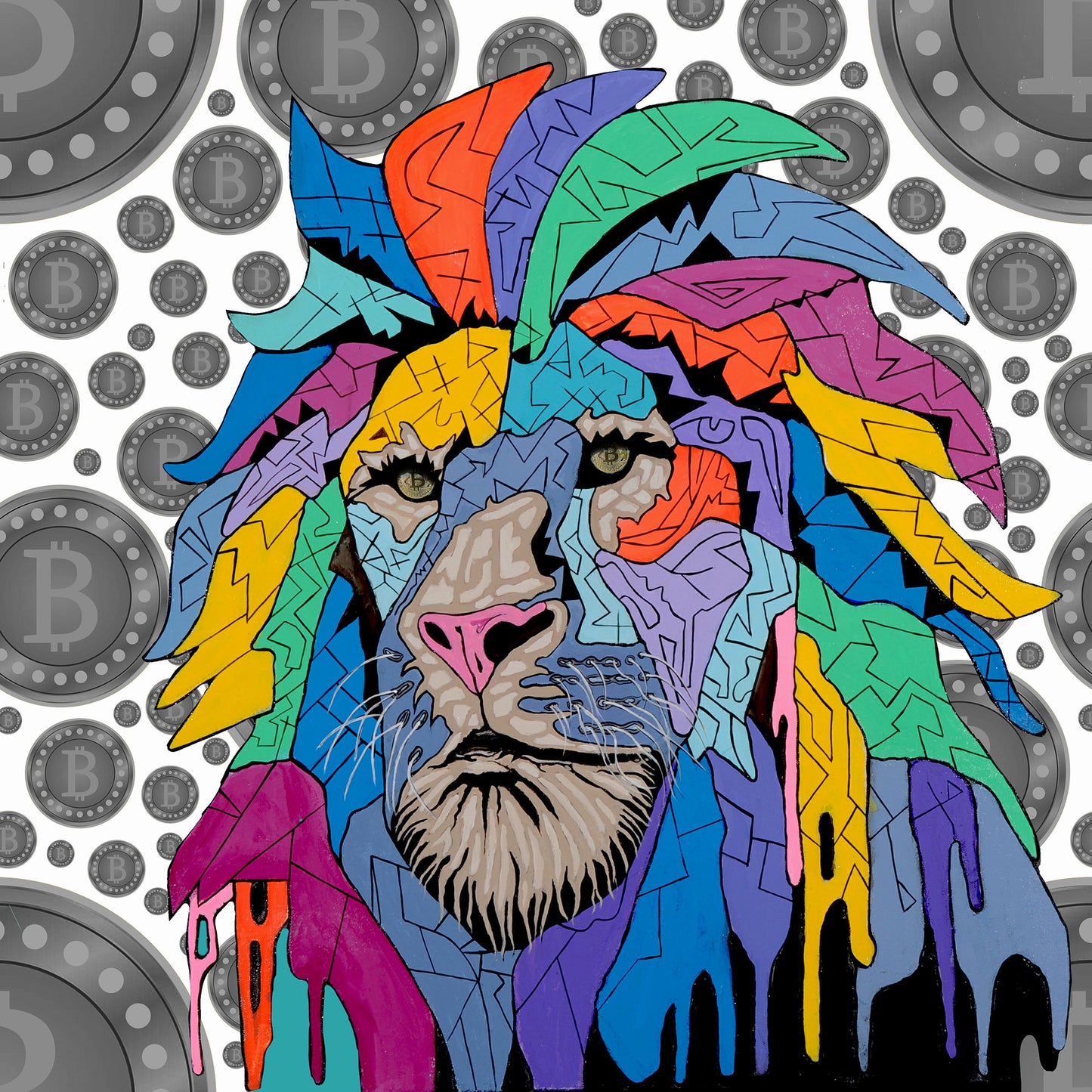 Shani Krebs Print | Bitcoin Lion - White