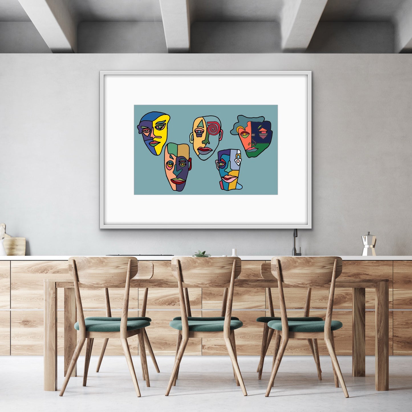 Shani Krebs Print | 5 Faces - Duck Egg Landscape