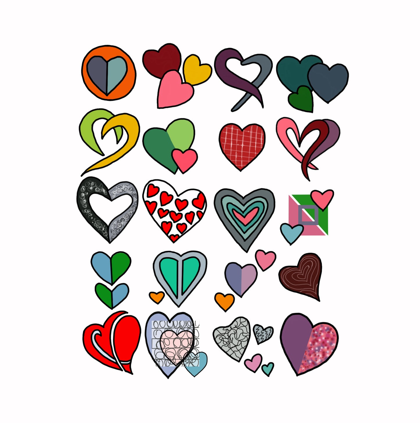 Shani Krebs Print | Hearts - White