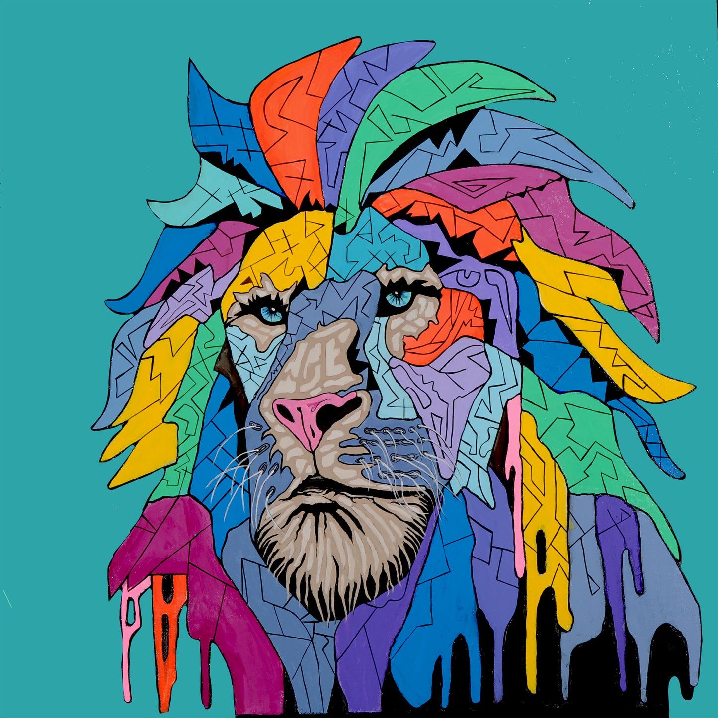 Shani Krebs Print | Lion - Cadet Blue