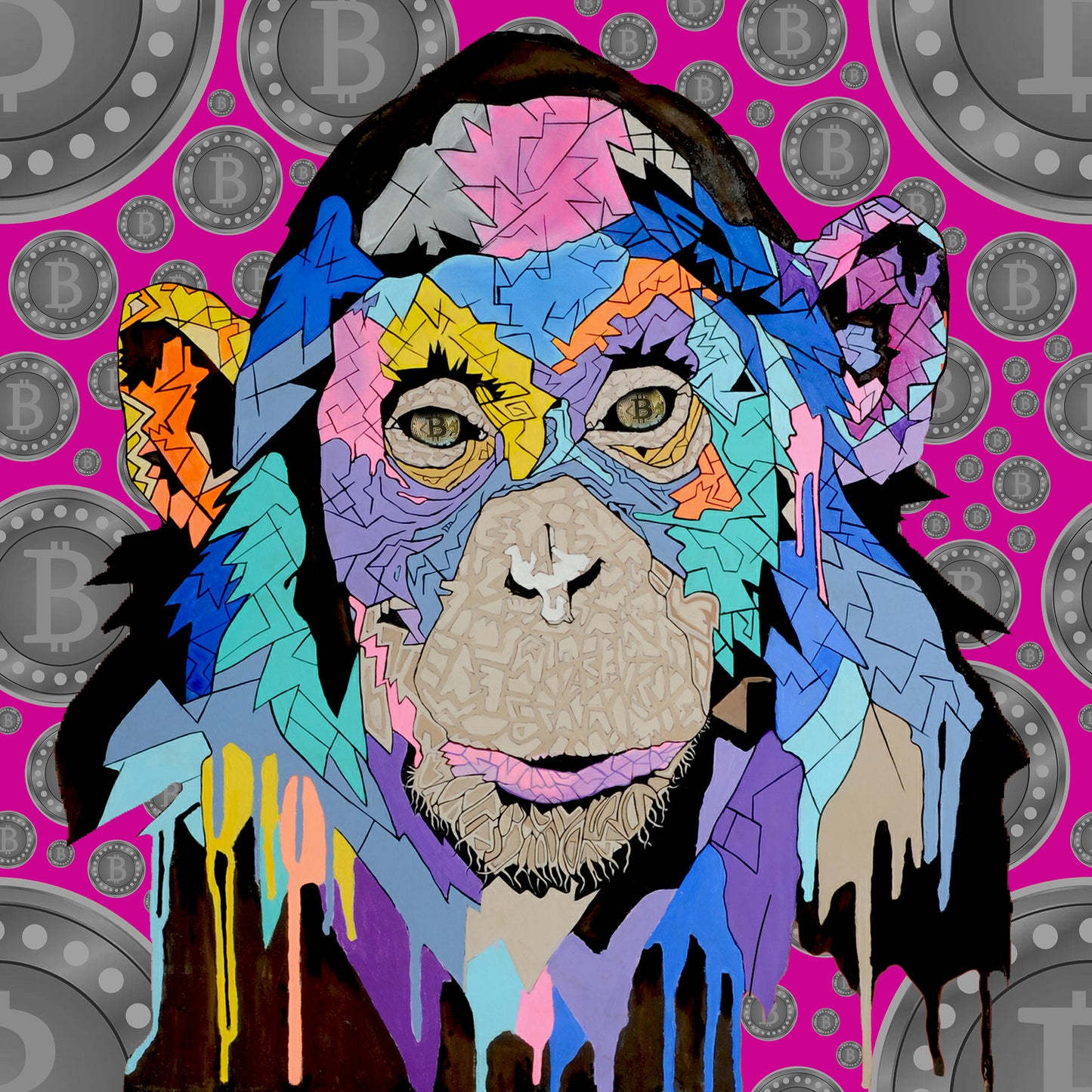 Shani Krebs Print | Bitcoin Munky - Magenta