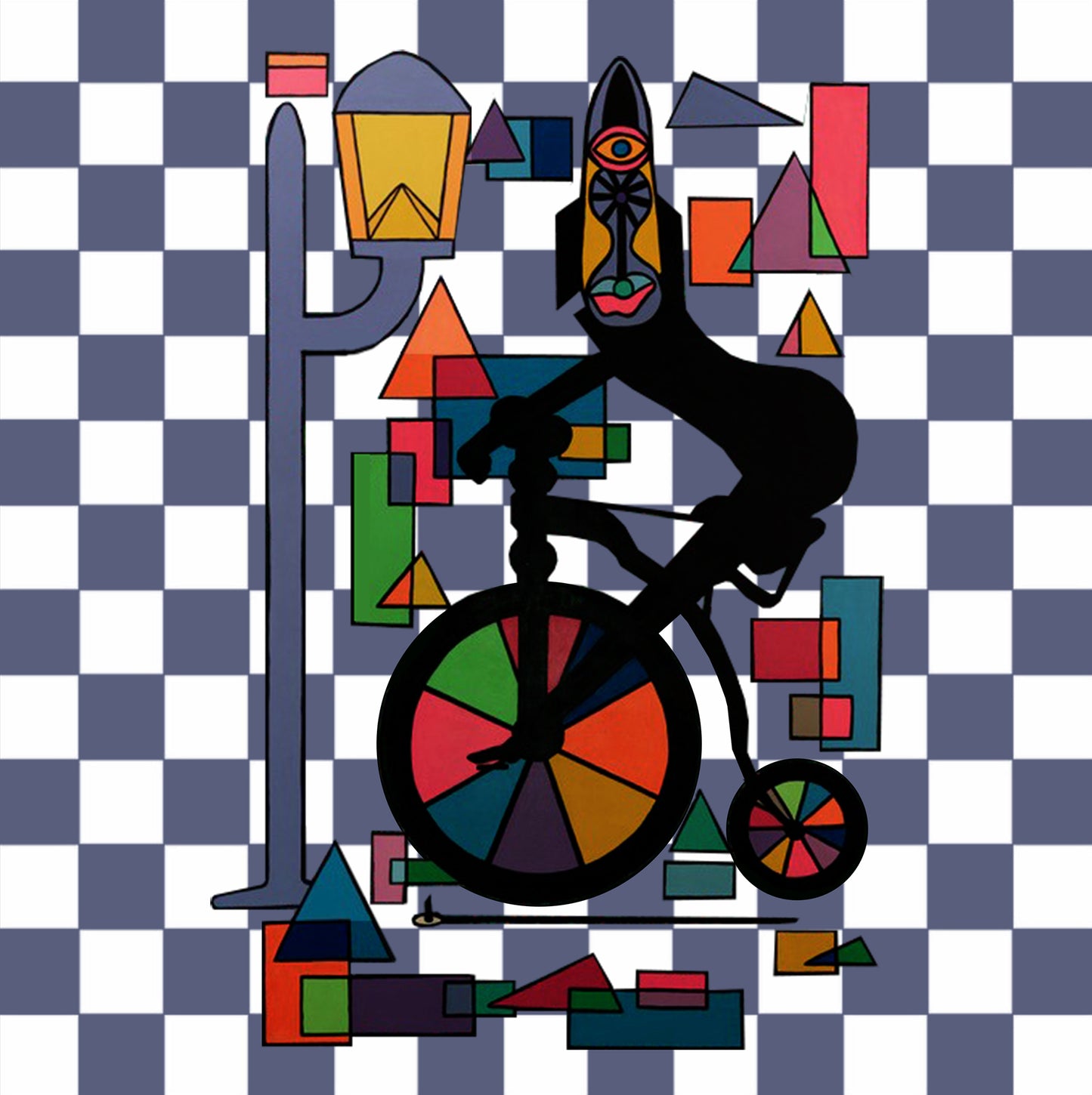 Shani Krebs Print | Penny-Farthing - Check Stone Grey