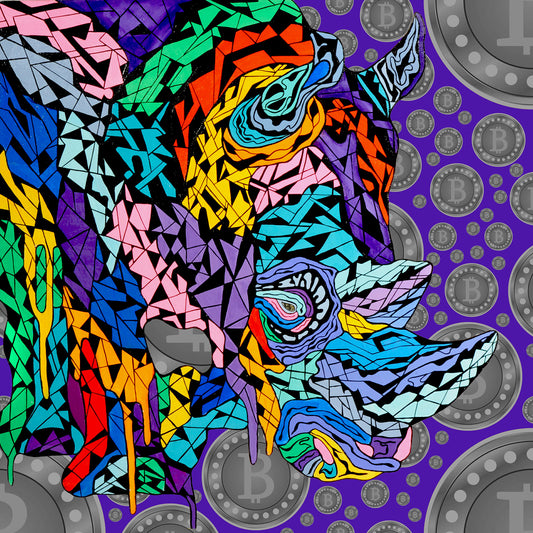 Shani Krebs Print | Bitcoin Rhino - Purple