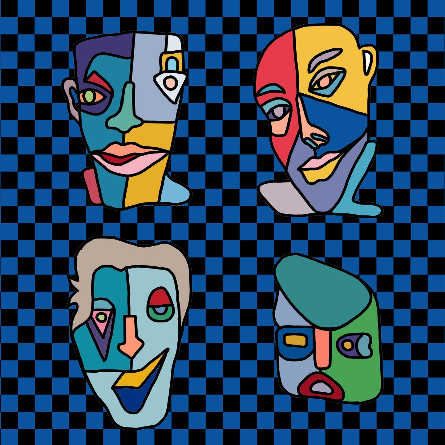 Shani Krebs Print | 4 Faces - Check Dark Blue