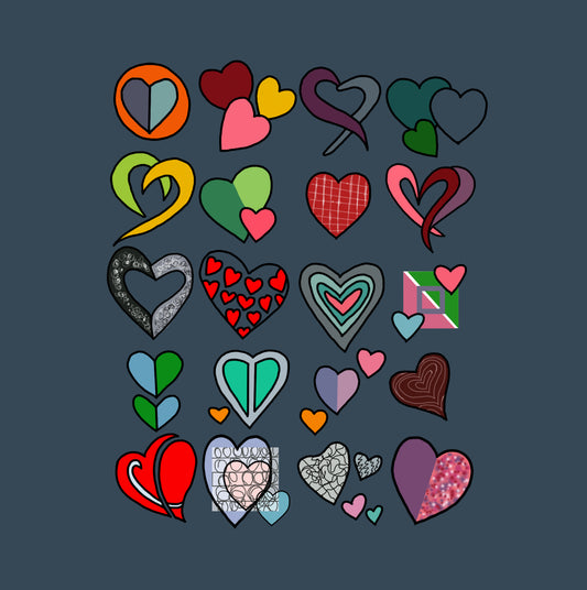 Shani Krebs Print | Hearts - Stone Grey