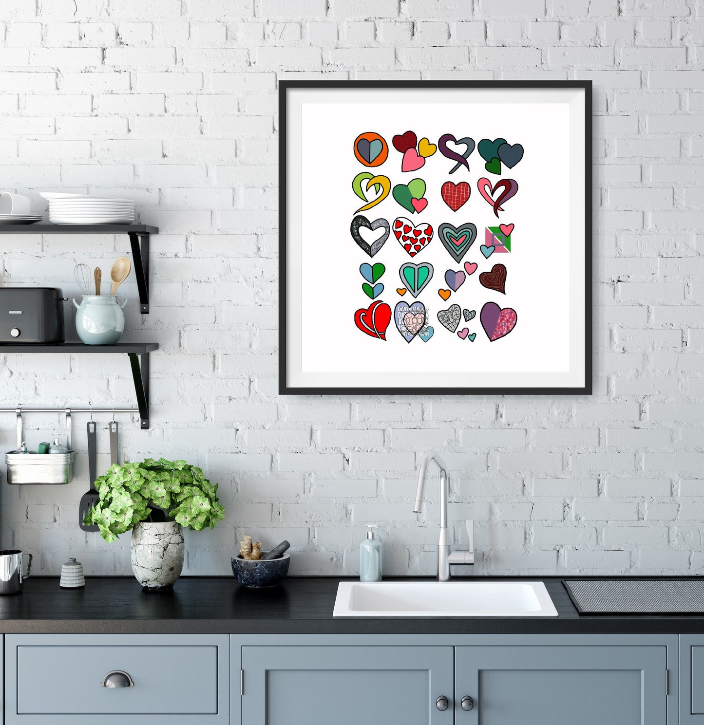Shani Krebs Print | Hearts - White